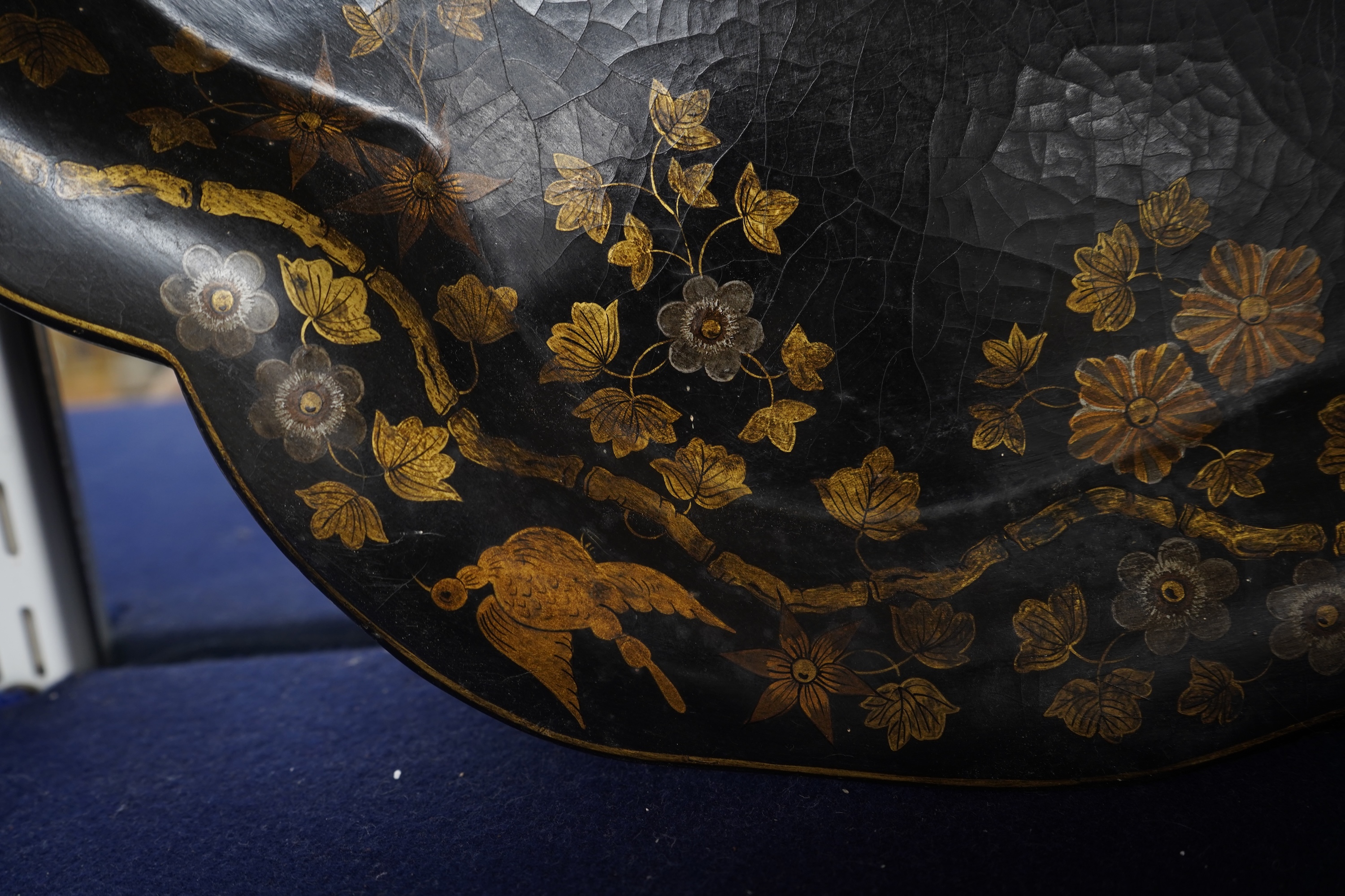 A large 19th century papier mache tray, 73cm wide
